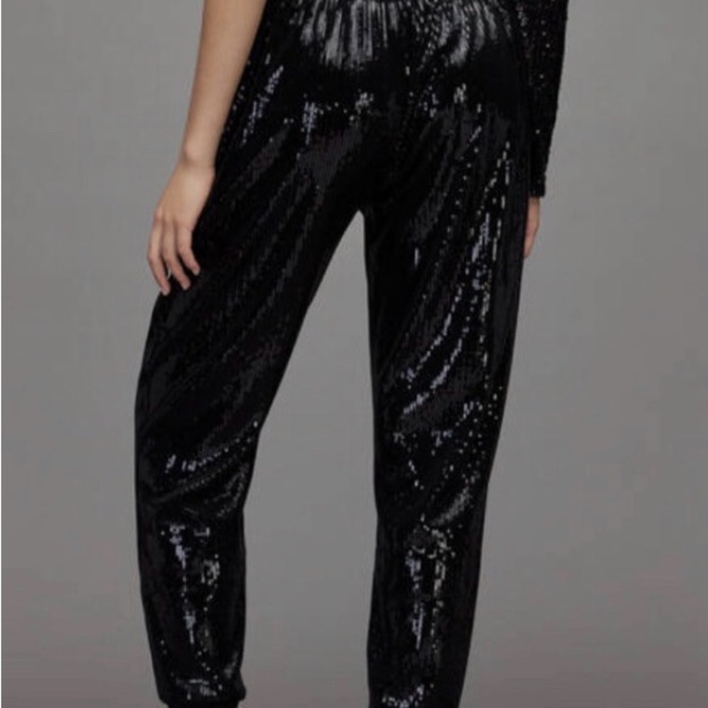 Allsaints Soraya High Rise Relaxed Sequin Joggers Black Women’s US Size 6
